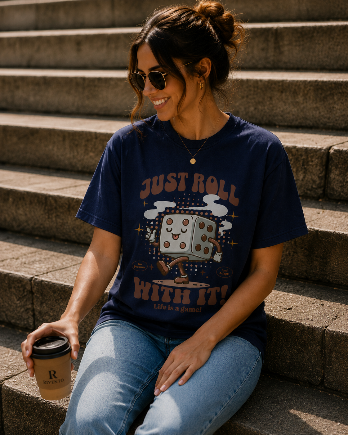 Women Retro Dice Cartoon Graphic T-Shirt