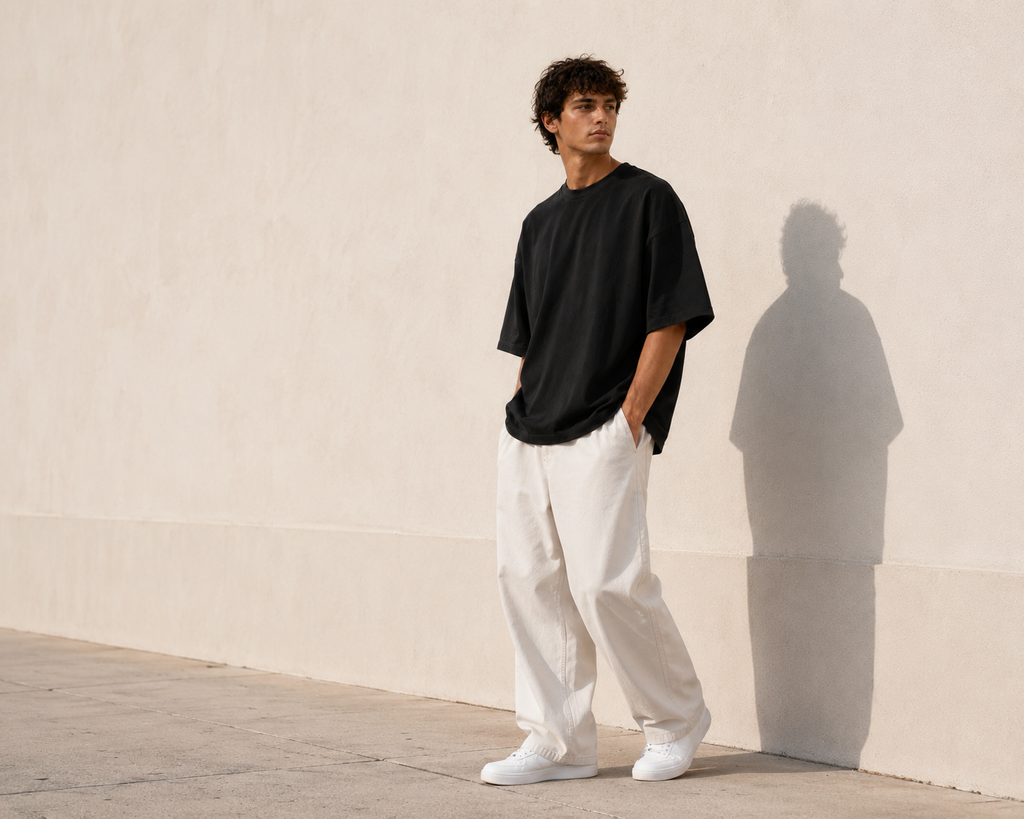 Men's Black Oversized Drop Shoulder T-Shirt