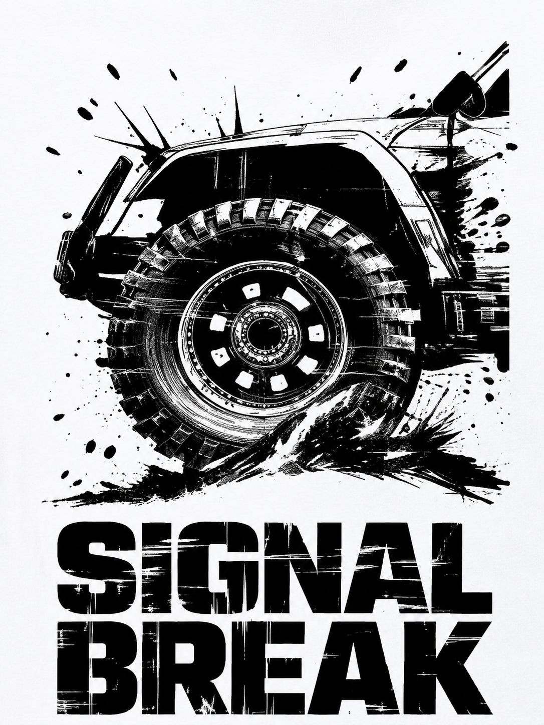 Signal Break Off-Road Graphic Oversized T-Shirt for Men