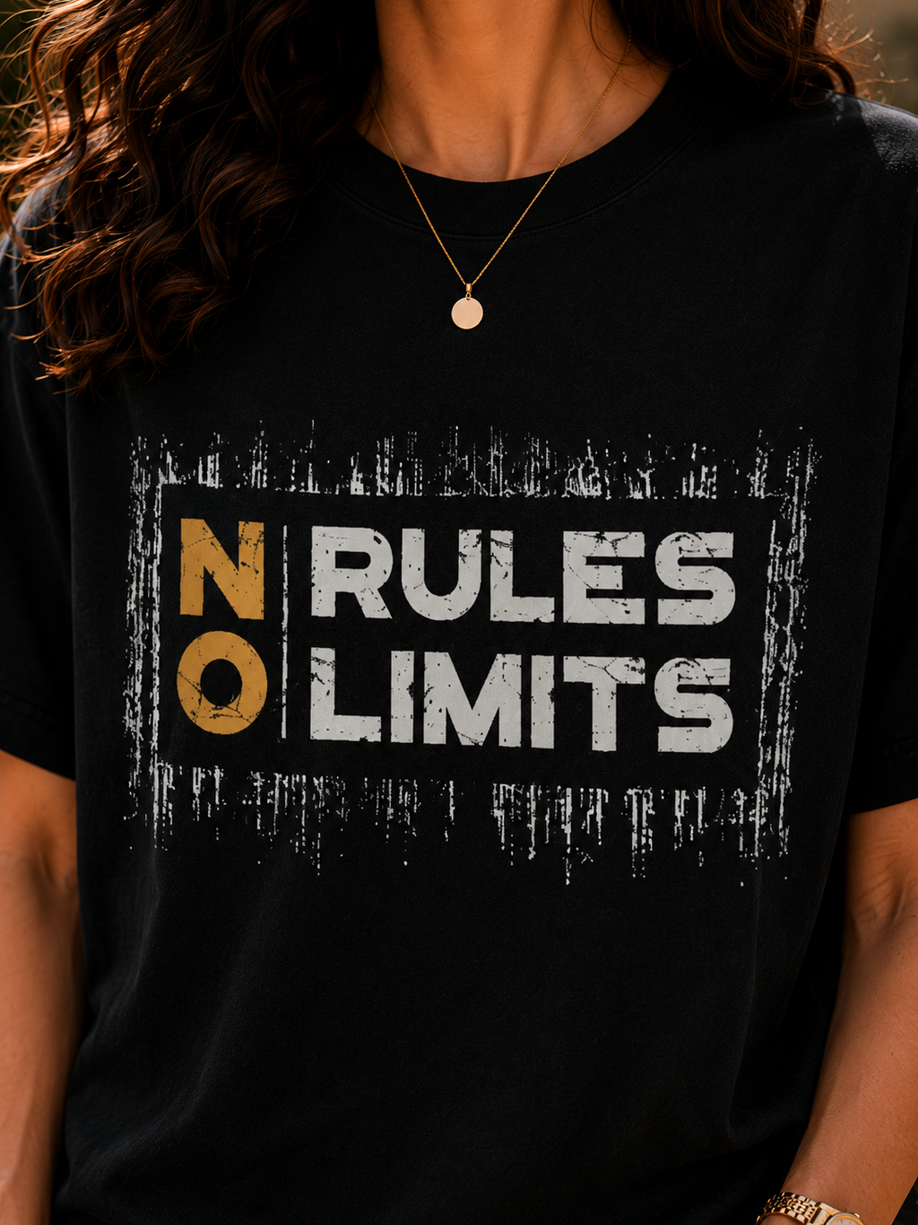 Women No Rules No Limits Graphic Oversized T-Shirt