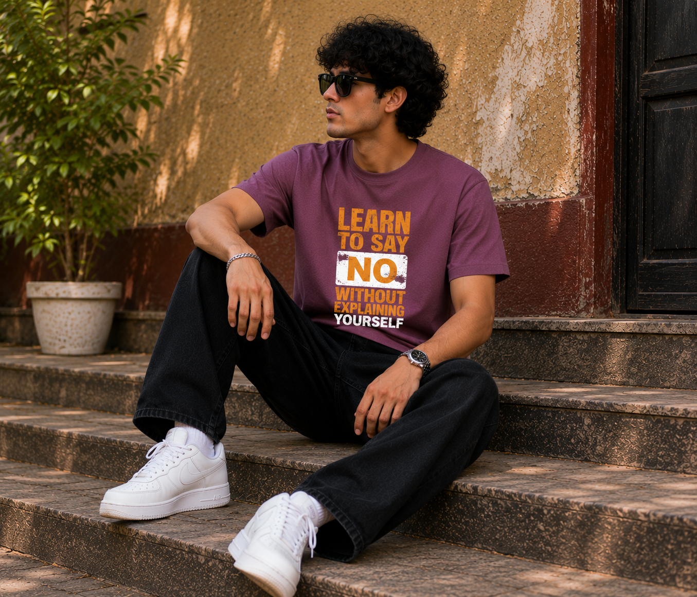 Learn to Say No Men Classic Fit Motivational Graphic T-Shirt