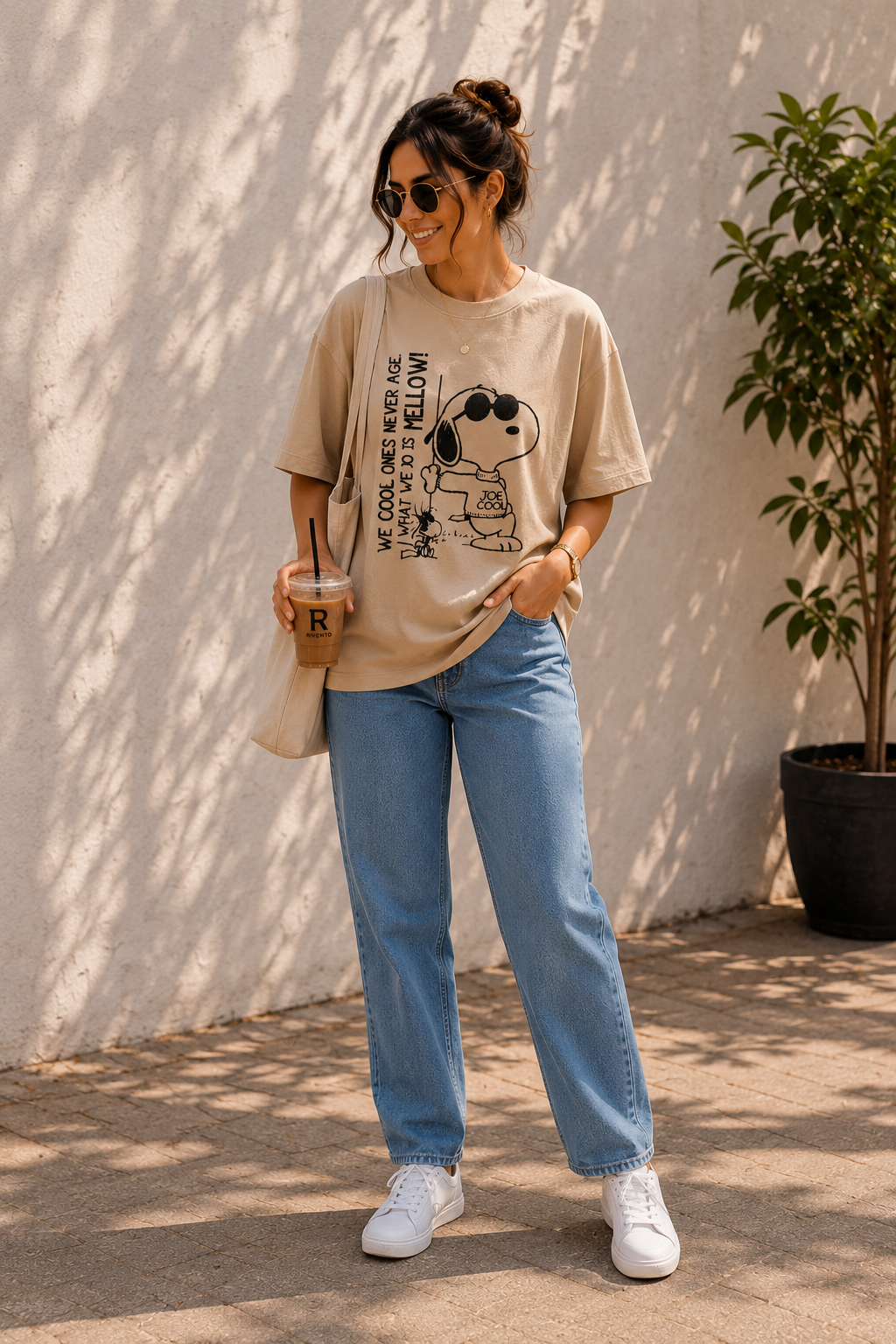 Women Joe Cool Snoopy Oversized Graphic T-Shirt