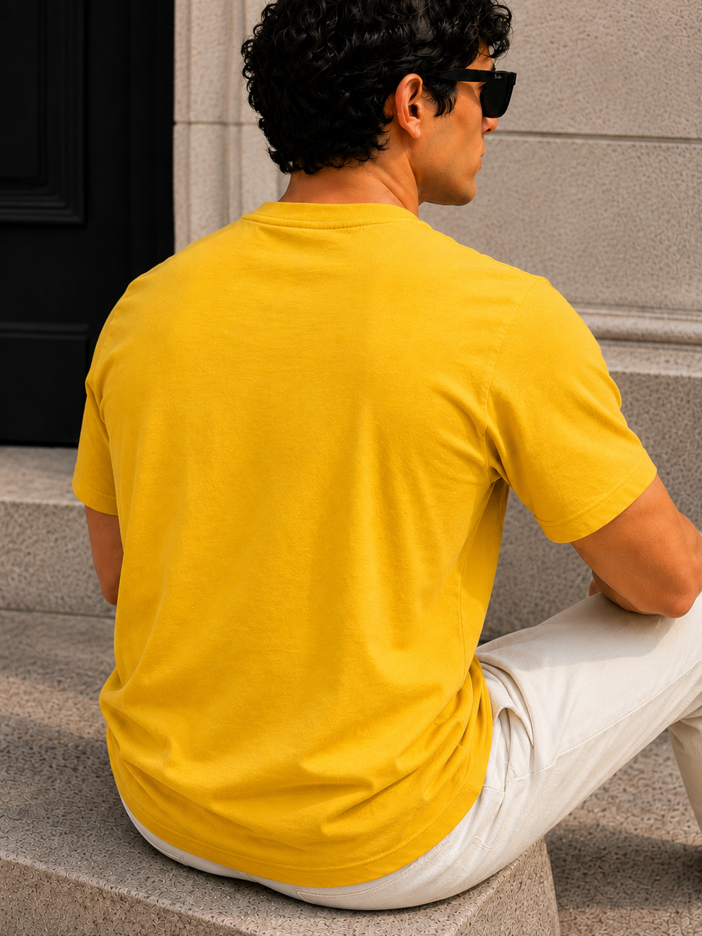 Men's Signature Classic Yellow Classic Fit Cotton Solid T-Shirt