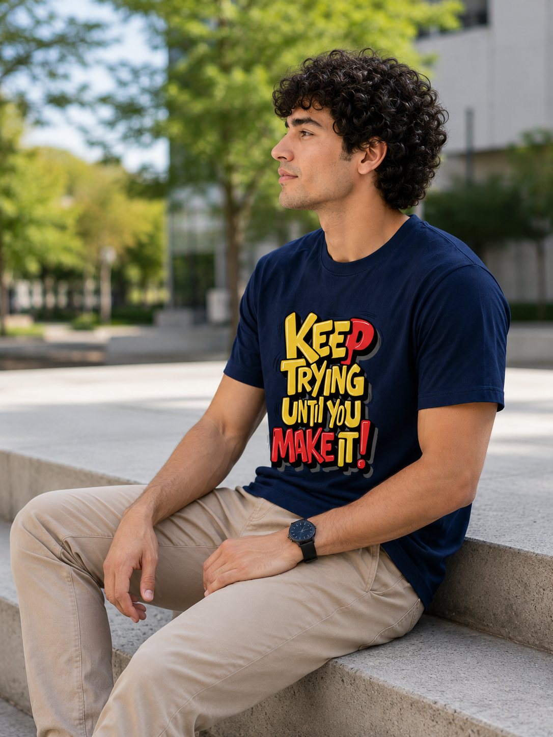 Keep Trying Until You Make It Men Classic Fit Motivational Graphic T-Shirt