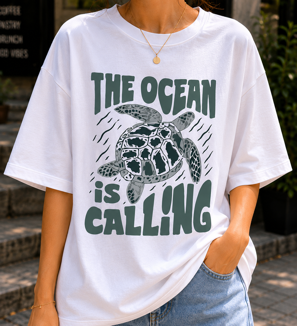 Women Ocean Calling Coastal Collection Oversized T-Shirt