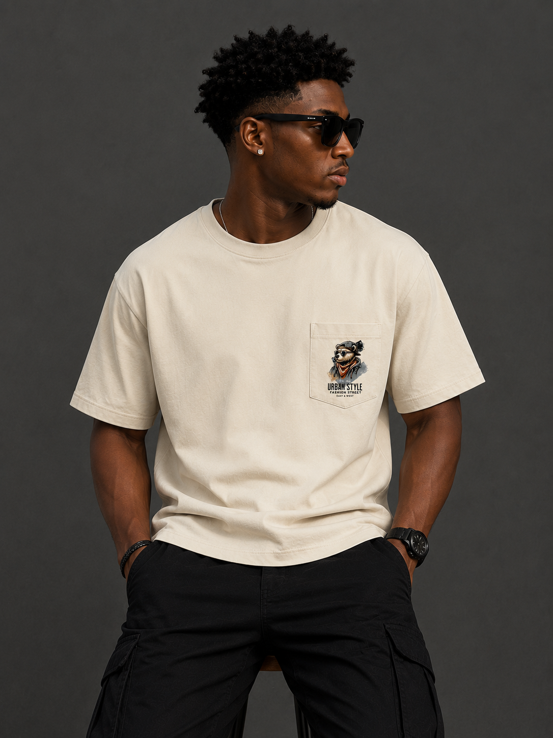Urban Bear Streetwear Oversized T-Shirt for Men