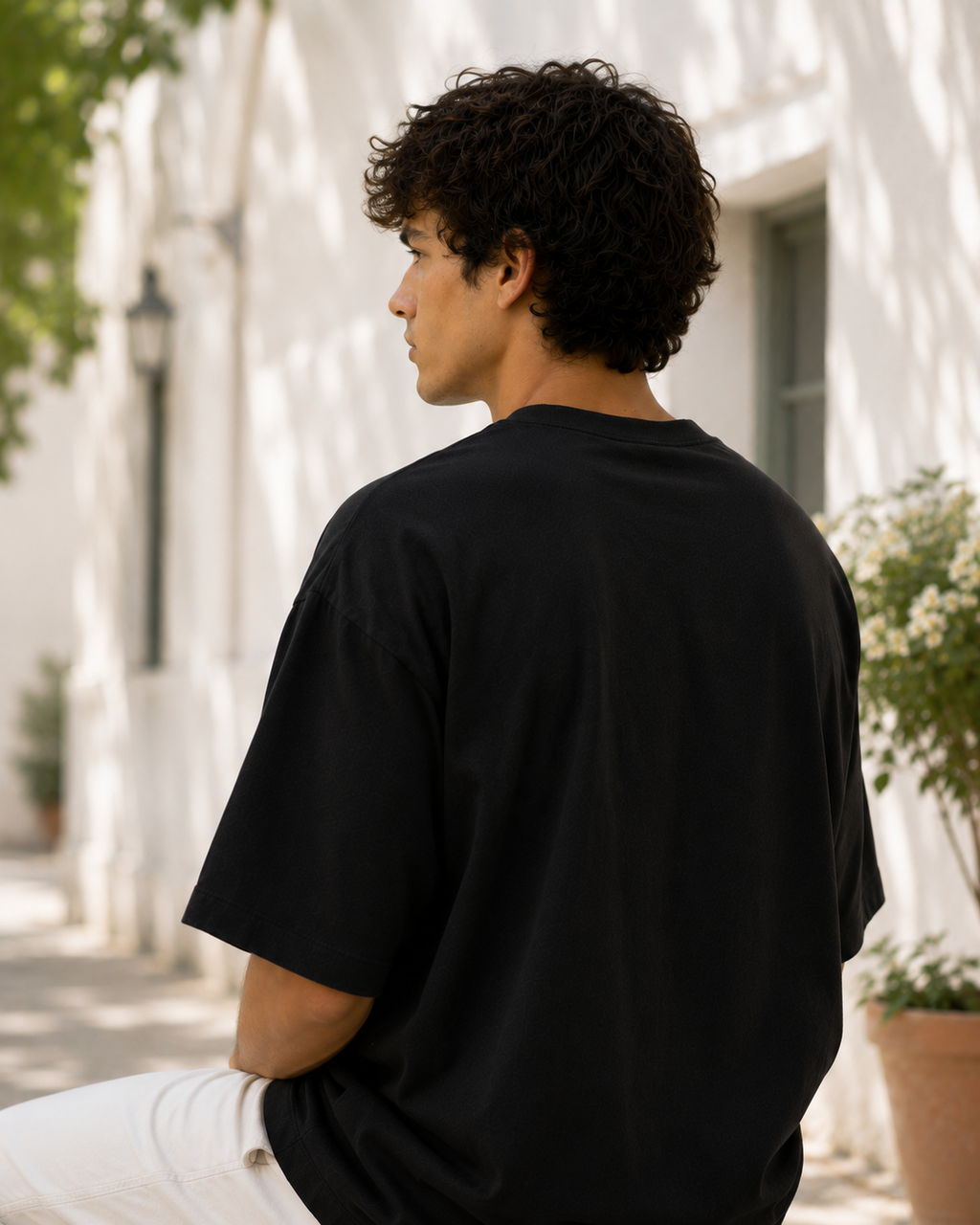 Men's Premium Black Oversized Cotton Solid T-Shirt