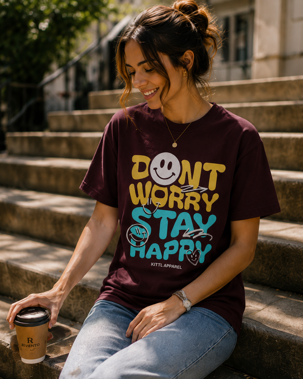 Happy Mood Typography Women T-Shirt