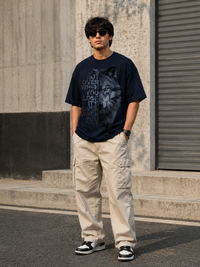 Never Give Up Wolf Graphic Oversized T-Shirt for Men