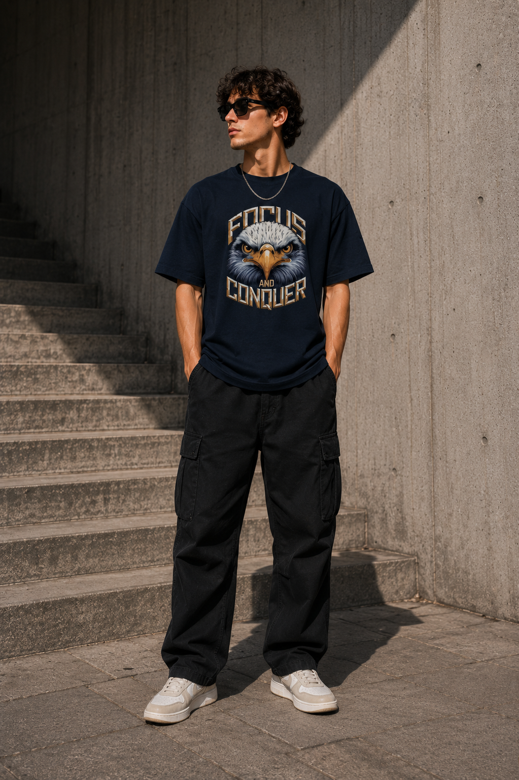 Focus and Conquer Oversized Graphic T-Shirt for Men