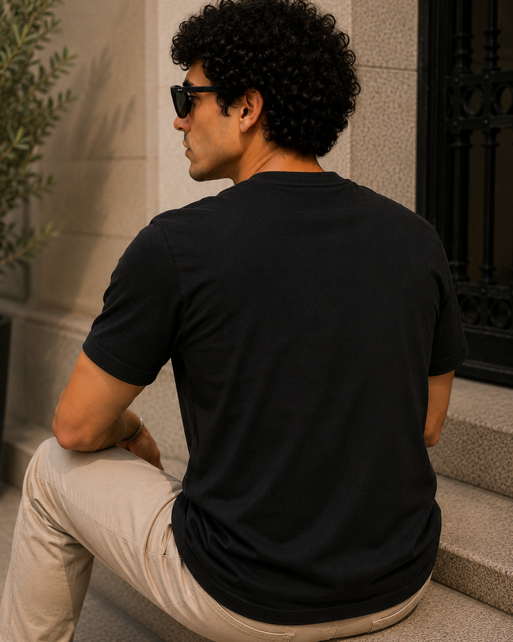 EarthPure Premium Black Organic Cotton Classic Fit Solid T-Shirt