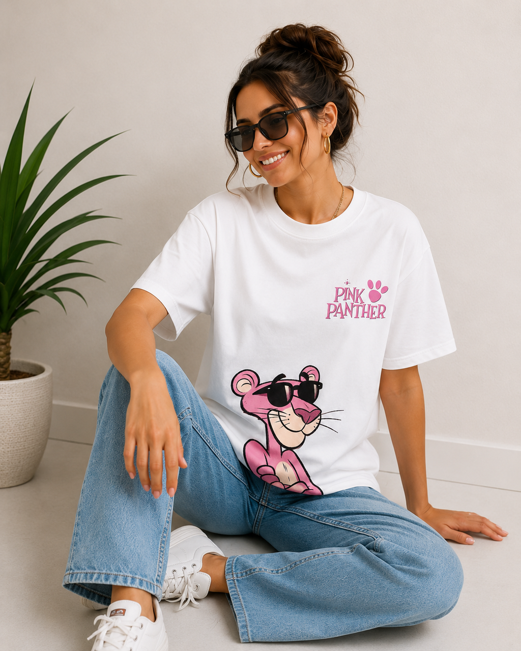 Women Trendy Panther Cartoon Graphic  T-Shirt
