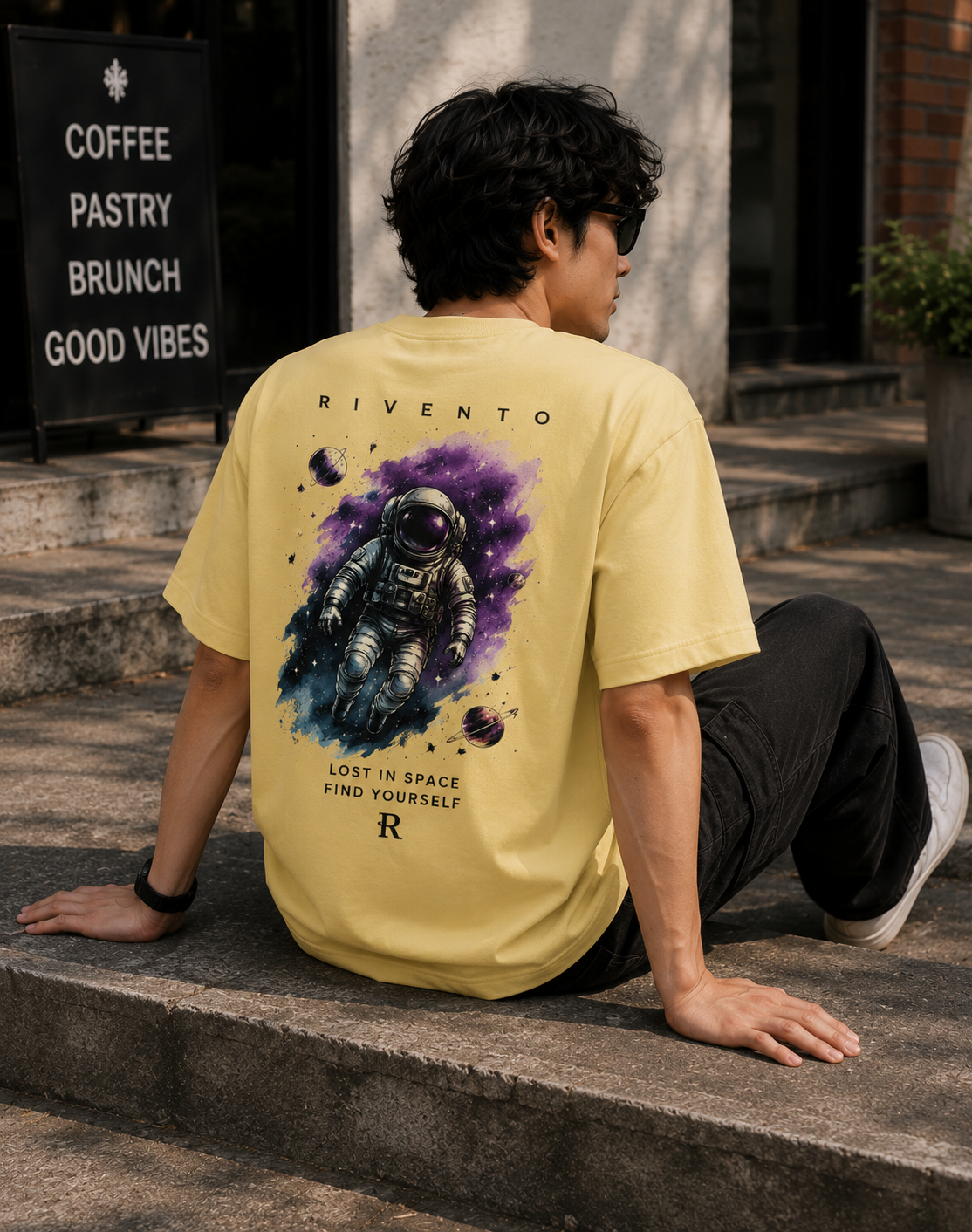 Cosmic Wanderer Oversized Graphic T-Shirt for Men