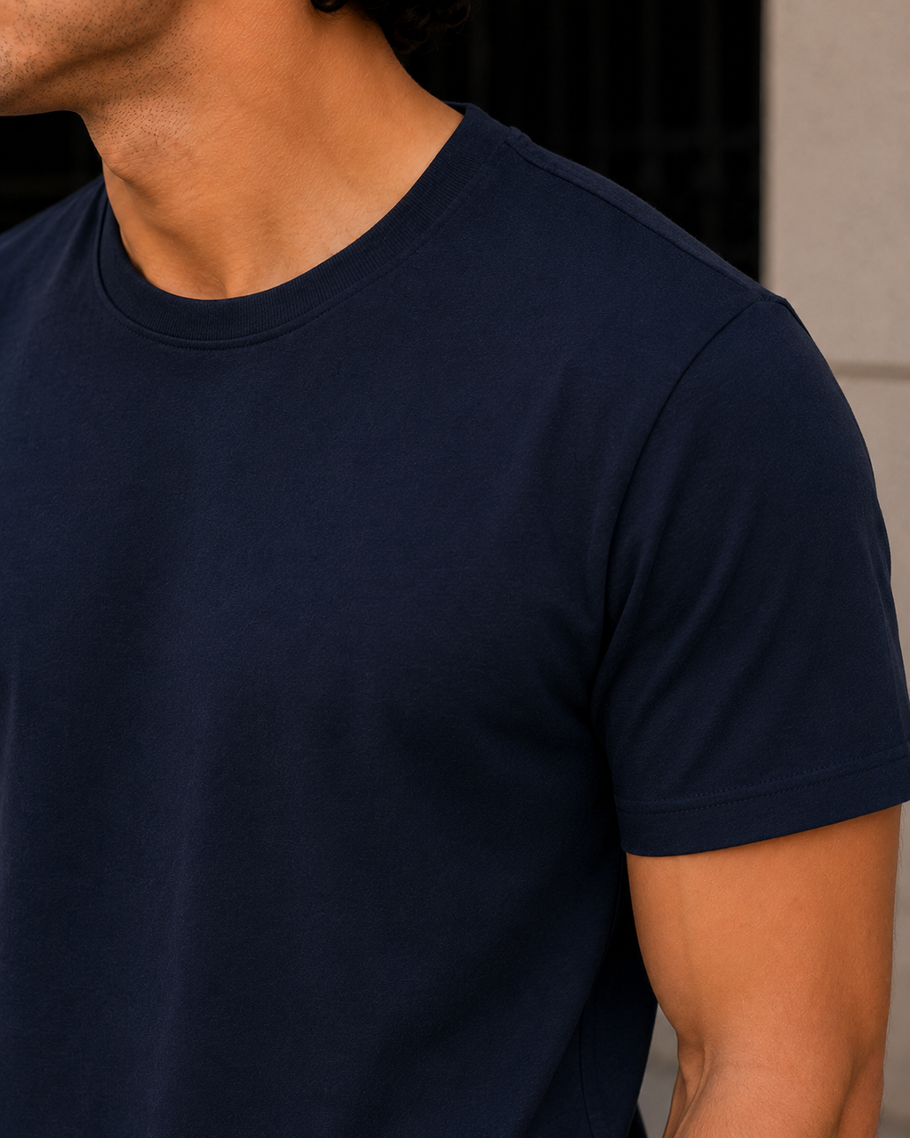 Softcore Men's Premium Navy Blue Classic Fit Solid T-Shirt