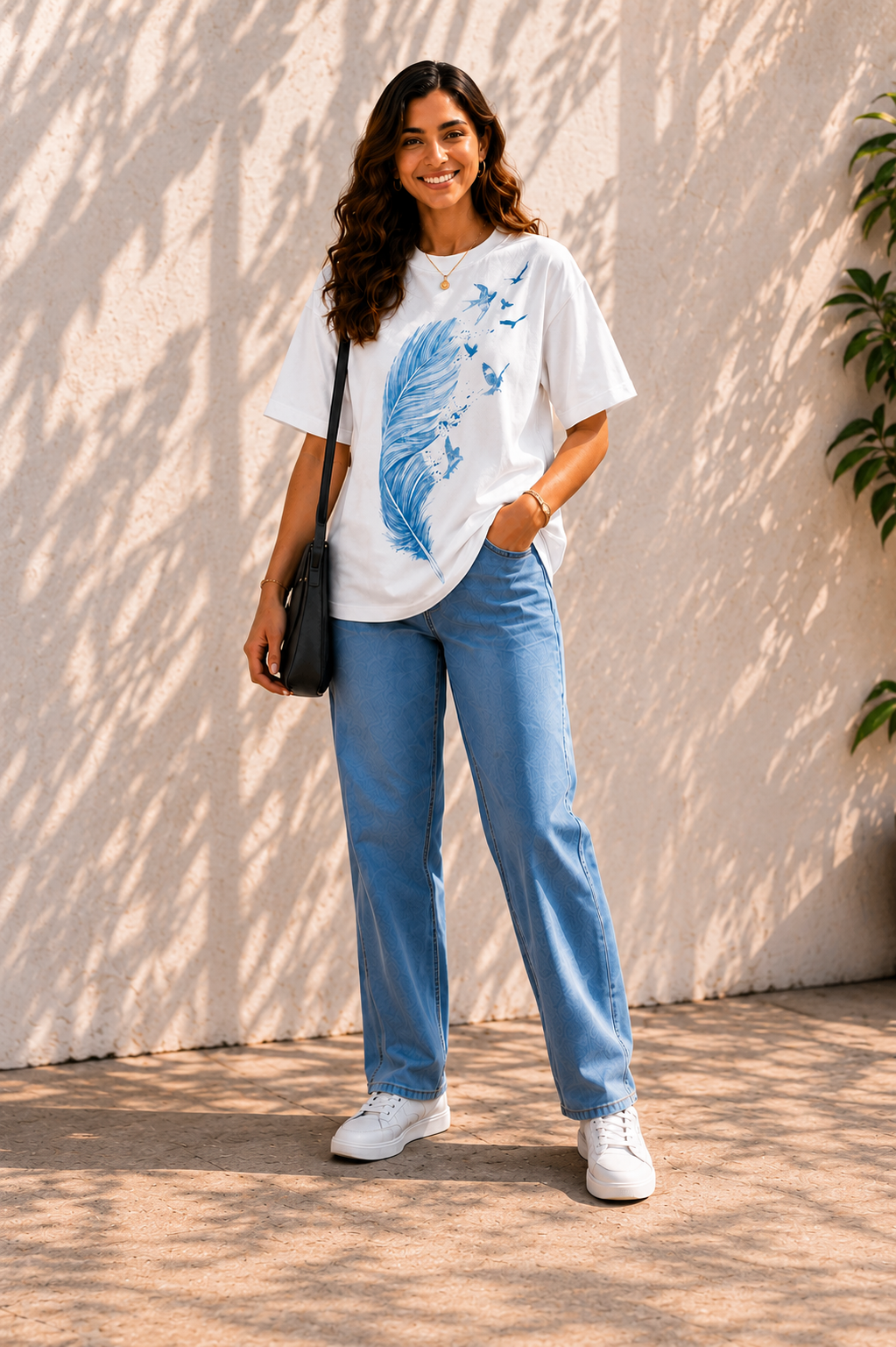 Women Feather of Freedom Oversized T-Shirt