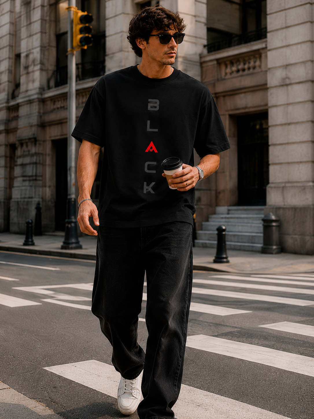 Black Code Oversized Graphic T-Shirt for Men
