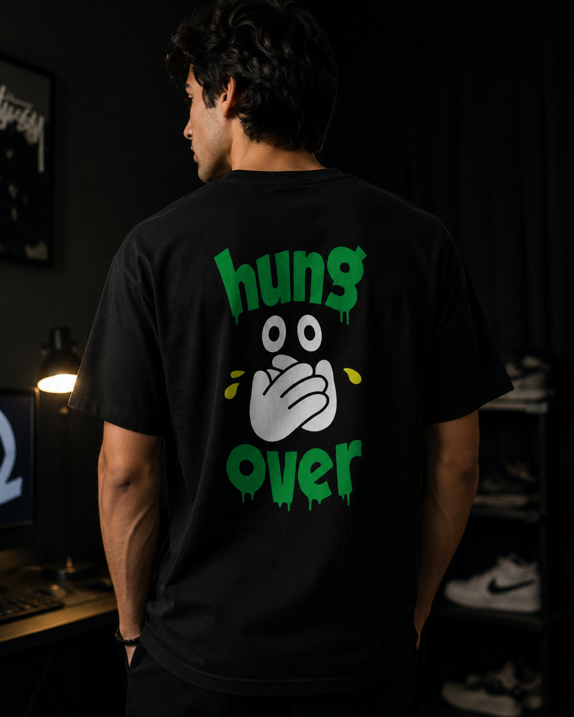 Hung Over Print Graphic Men Classic Fit T-Shirt