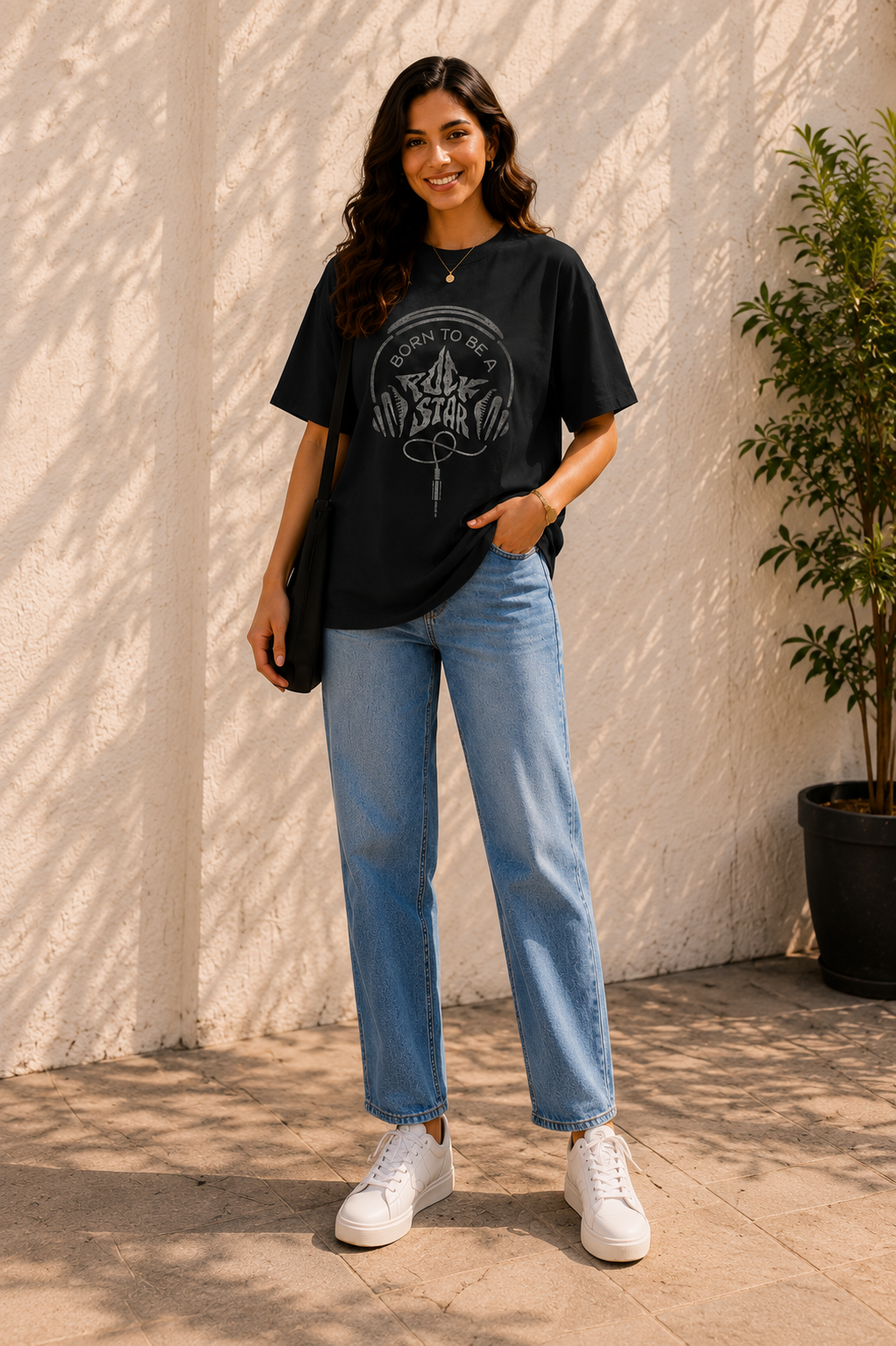 Women Rock Star Graphic Oversized T-Shirt
