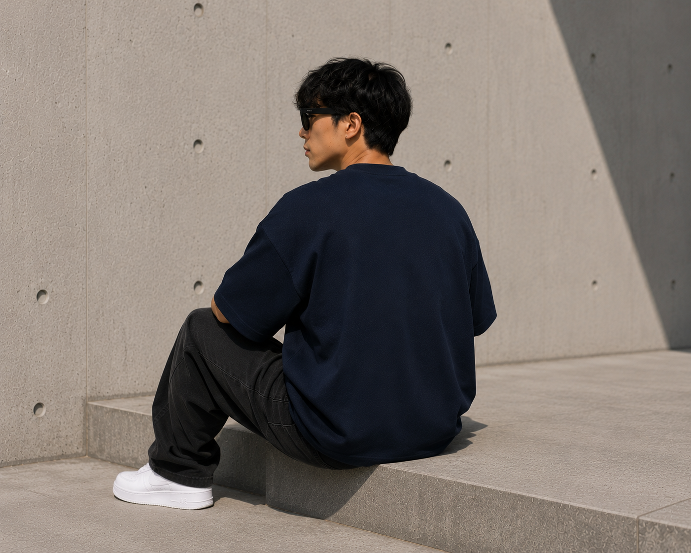 Men's Midnight Blue Oversized Drop Shoulder T-Shirt