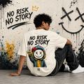 No Risk No Story Oversized Graphic T-Shirt for Men
