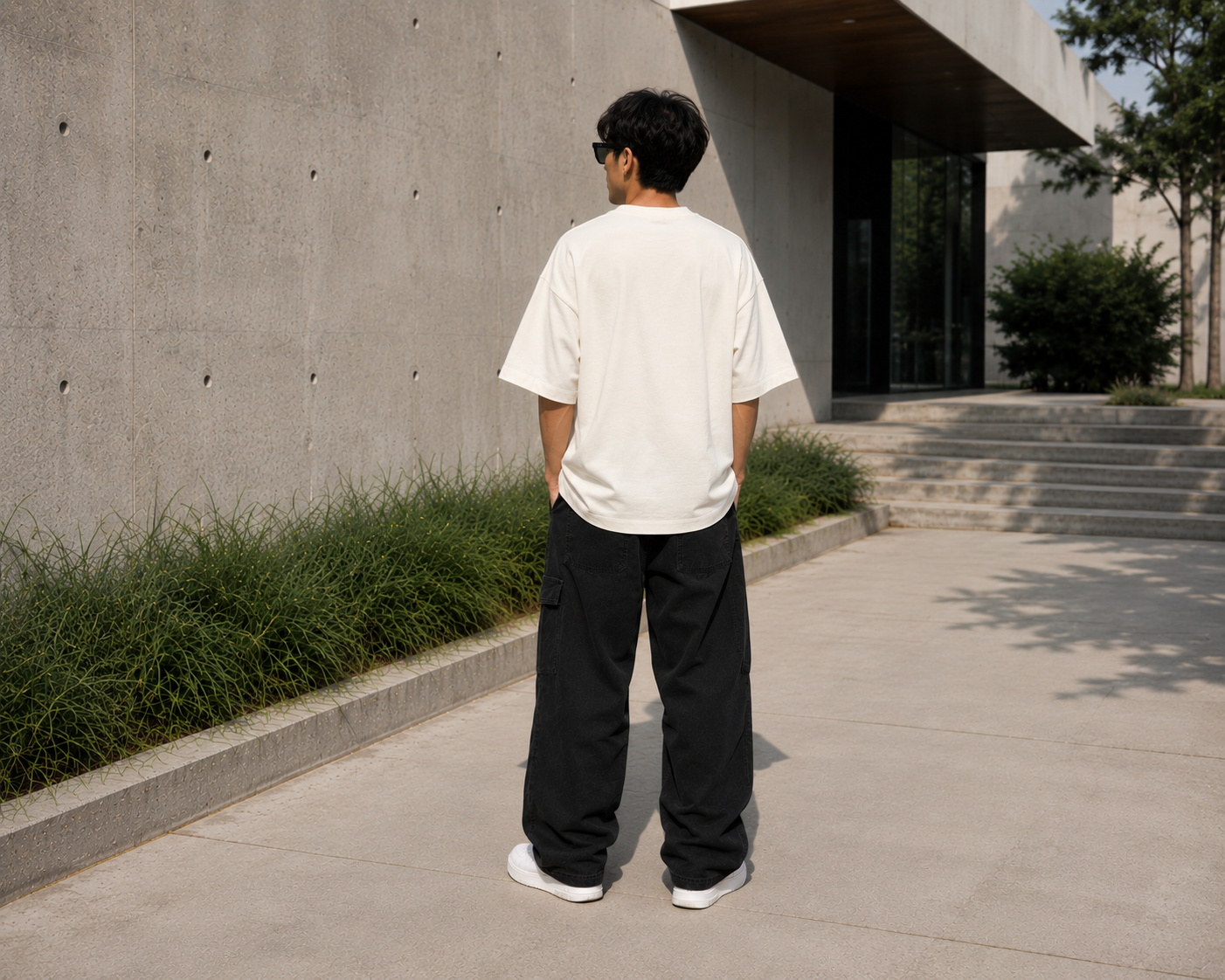 Men's Off White Oversized Drop Shoulder T-Shirt