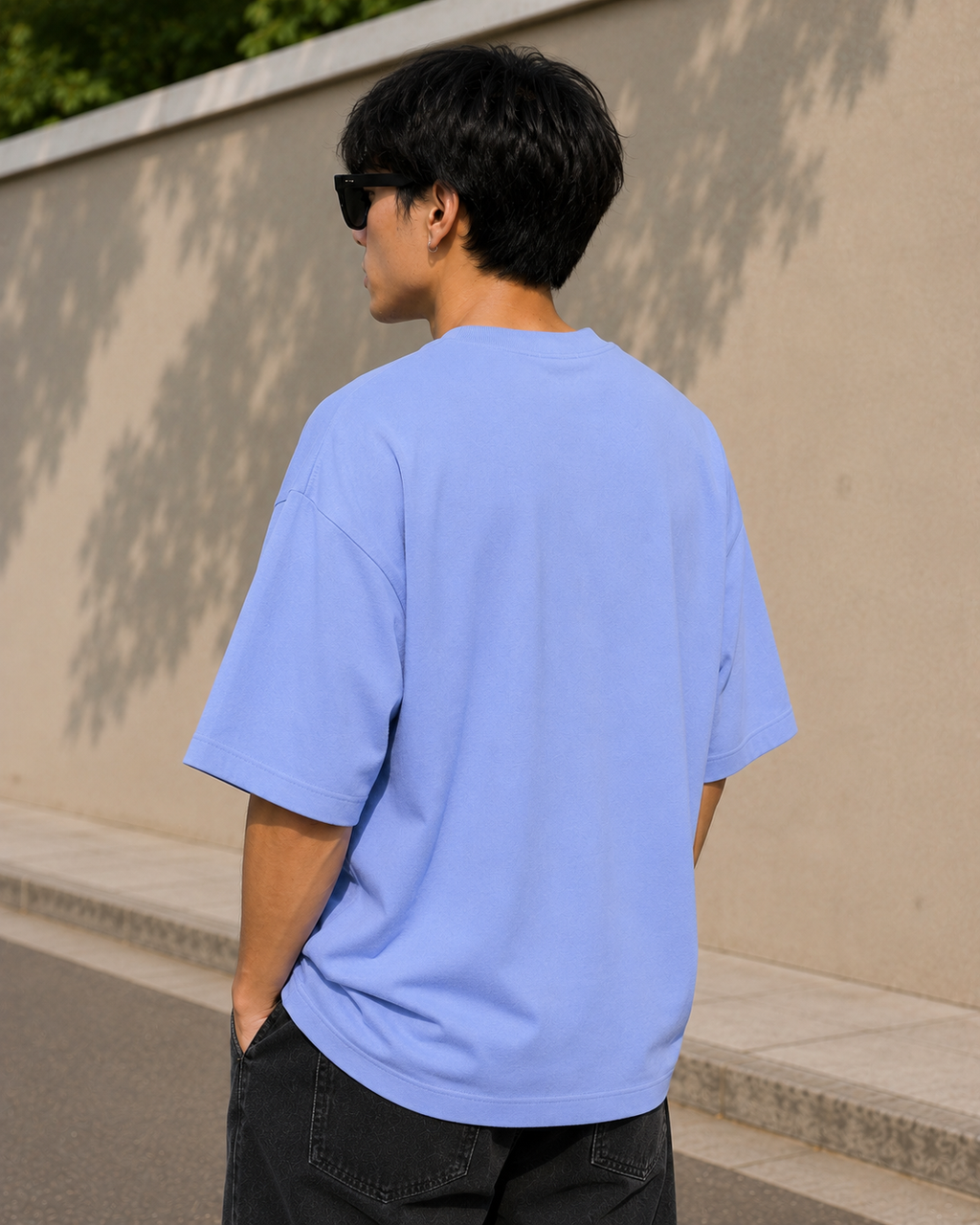 Men's Air Blue Oversized Drop Shoulder T-Shirt