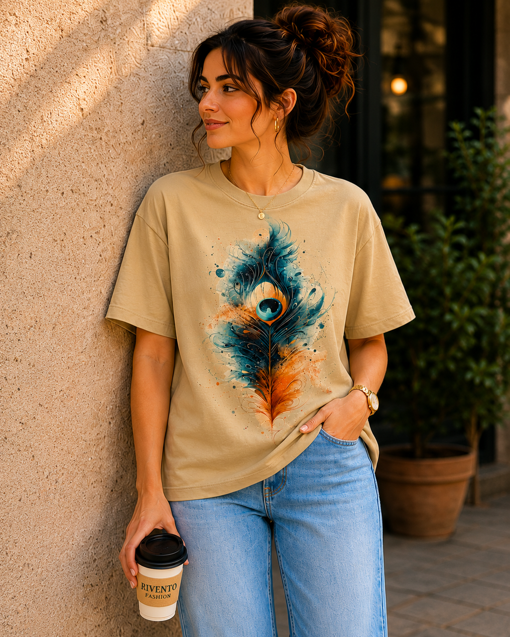 Women Peacock Majesty Oversized T-Shirt