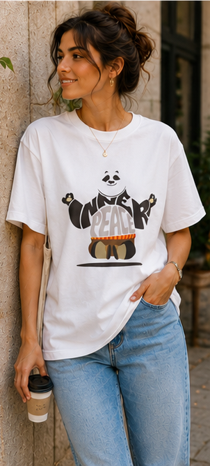 Women Inner Peace Panda Oversized Graphic T-Shirt