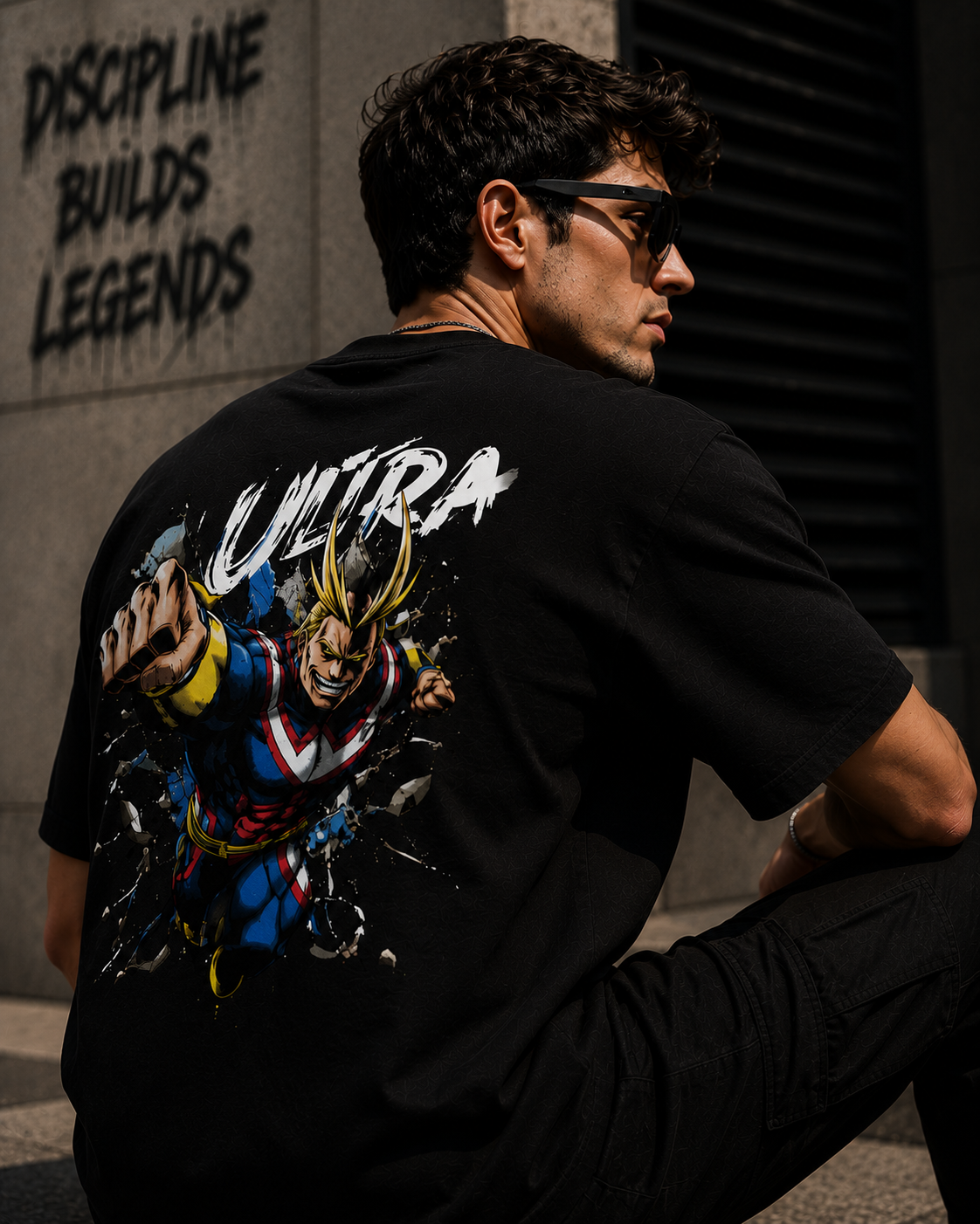 Ultra Hero Anime Back Print Oversized T-Shirt for Men
