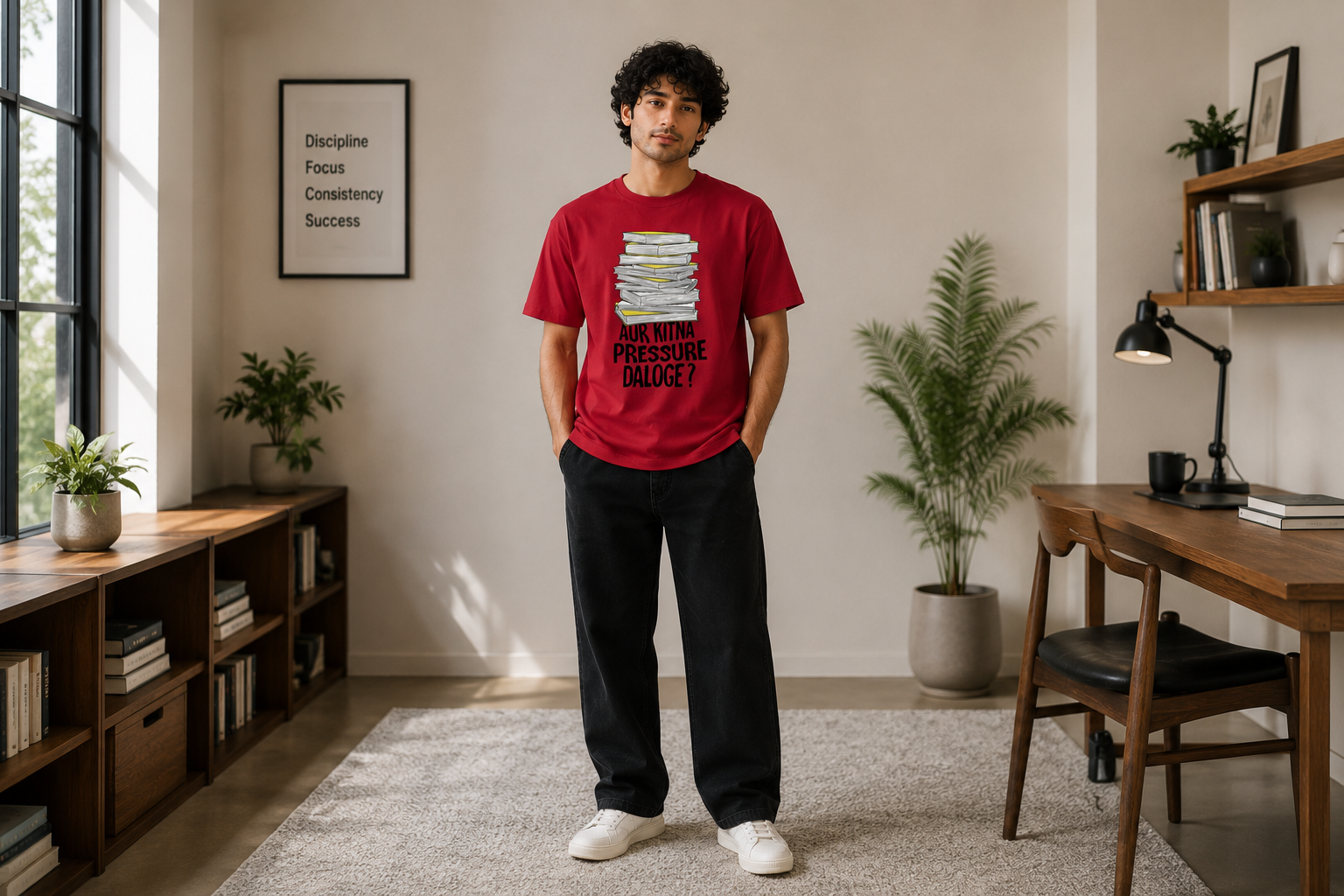Aur Kitna Pressure Daaloge? Men Classic Fit Funny Student Graphic T-Shirt