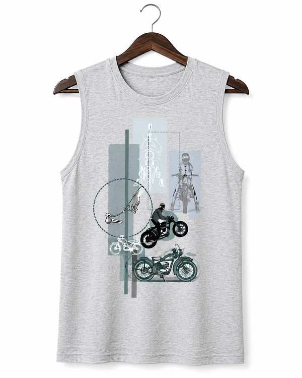 Urban Rider Sketch Graphic Gray Tank Top