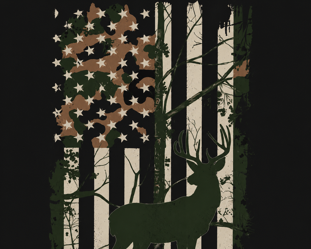 Vintage Deer Flag Graphic Men Classic Fit T-Shirt