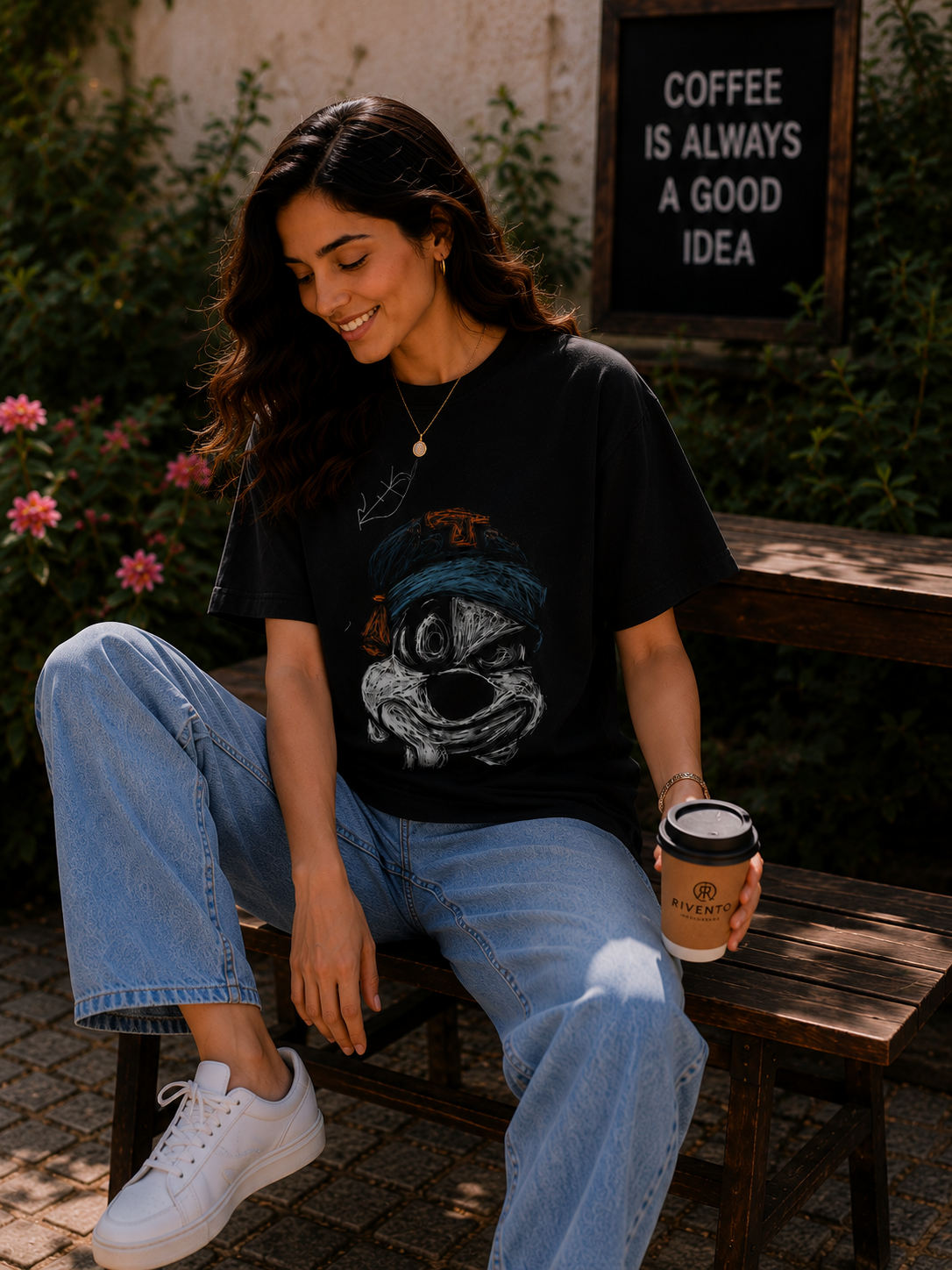Women Karma Hits Different Oversized Graphic T-Shirt