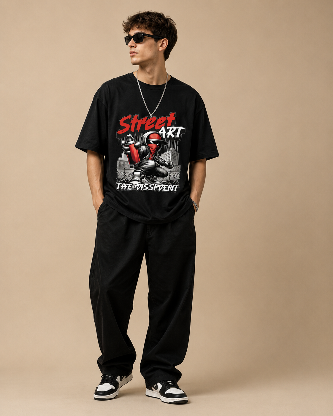Street Art Graffiti Graphic Oversized T-Shirt for Men