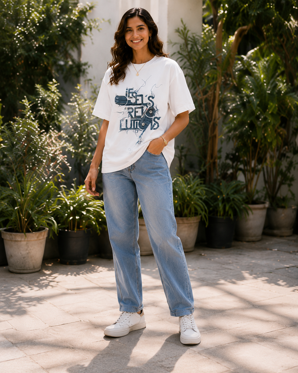 Women Life Has No Limits Oversized Graphic T-Shirt