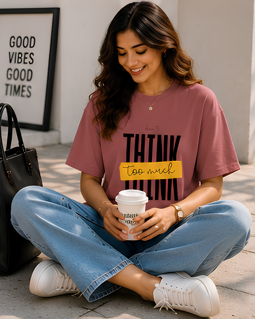 Women Don’t Think Too Much Typography T-Shirt
