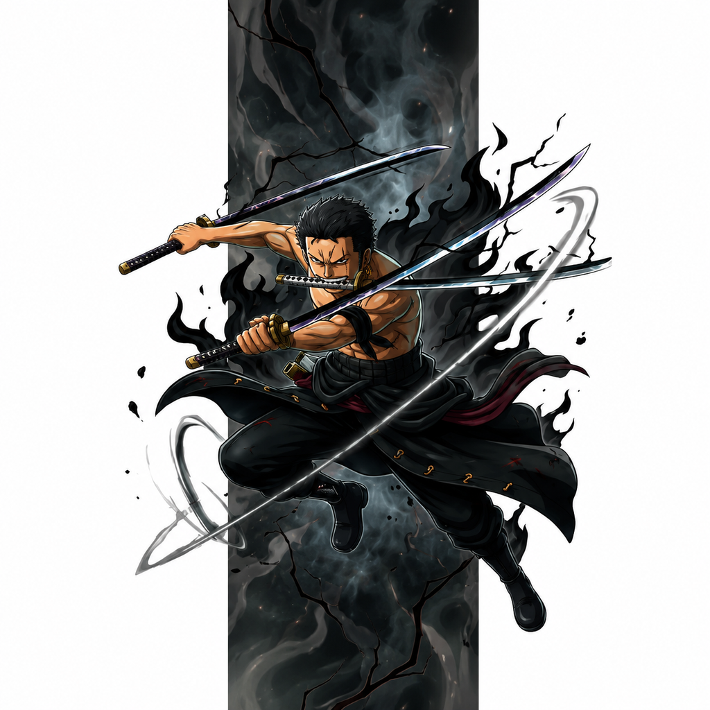Three Sword Warrior Back Print Oversized T-Shirt for Men