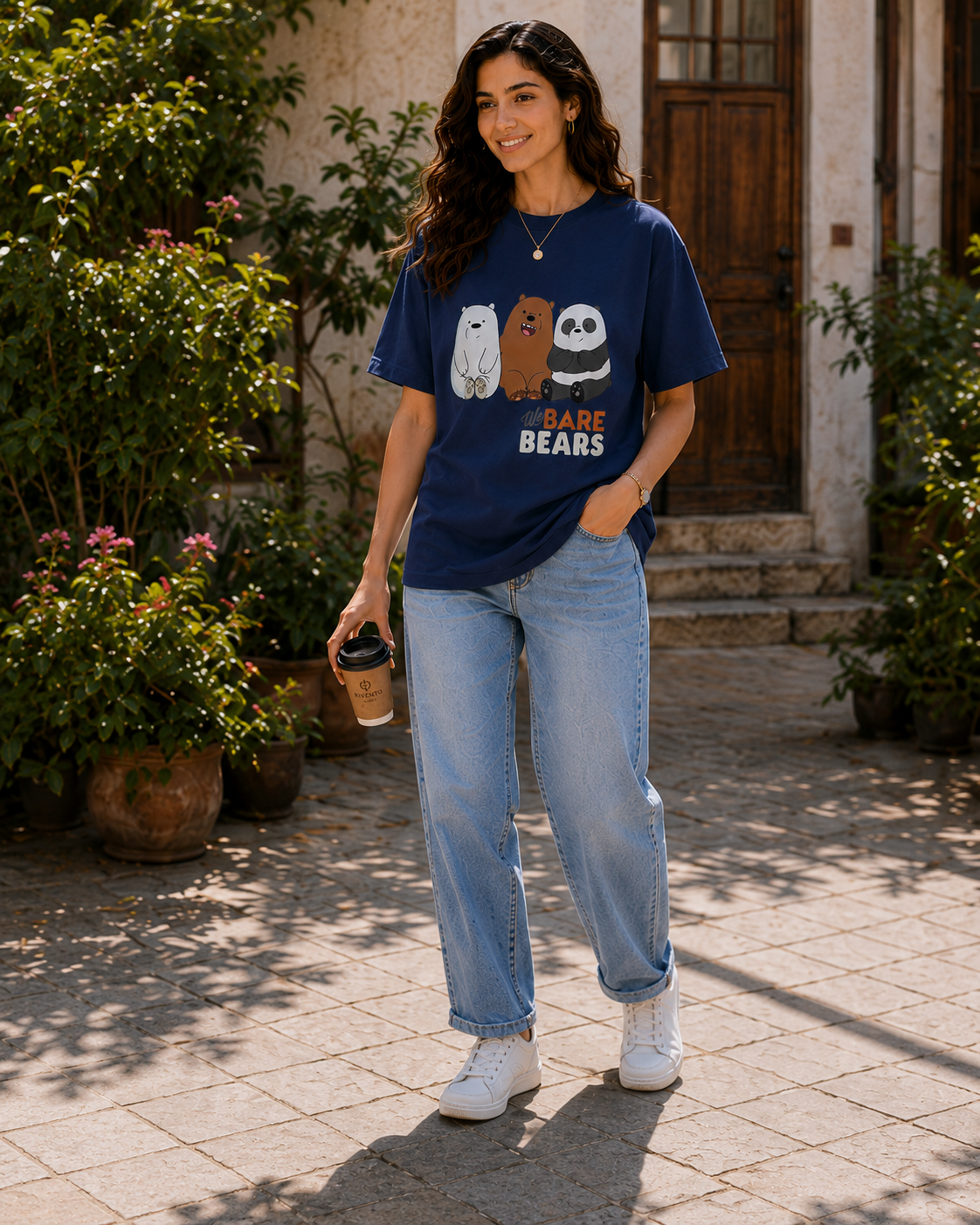 Women We Bare Bears Graphic Oversized T-Shirt