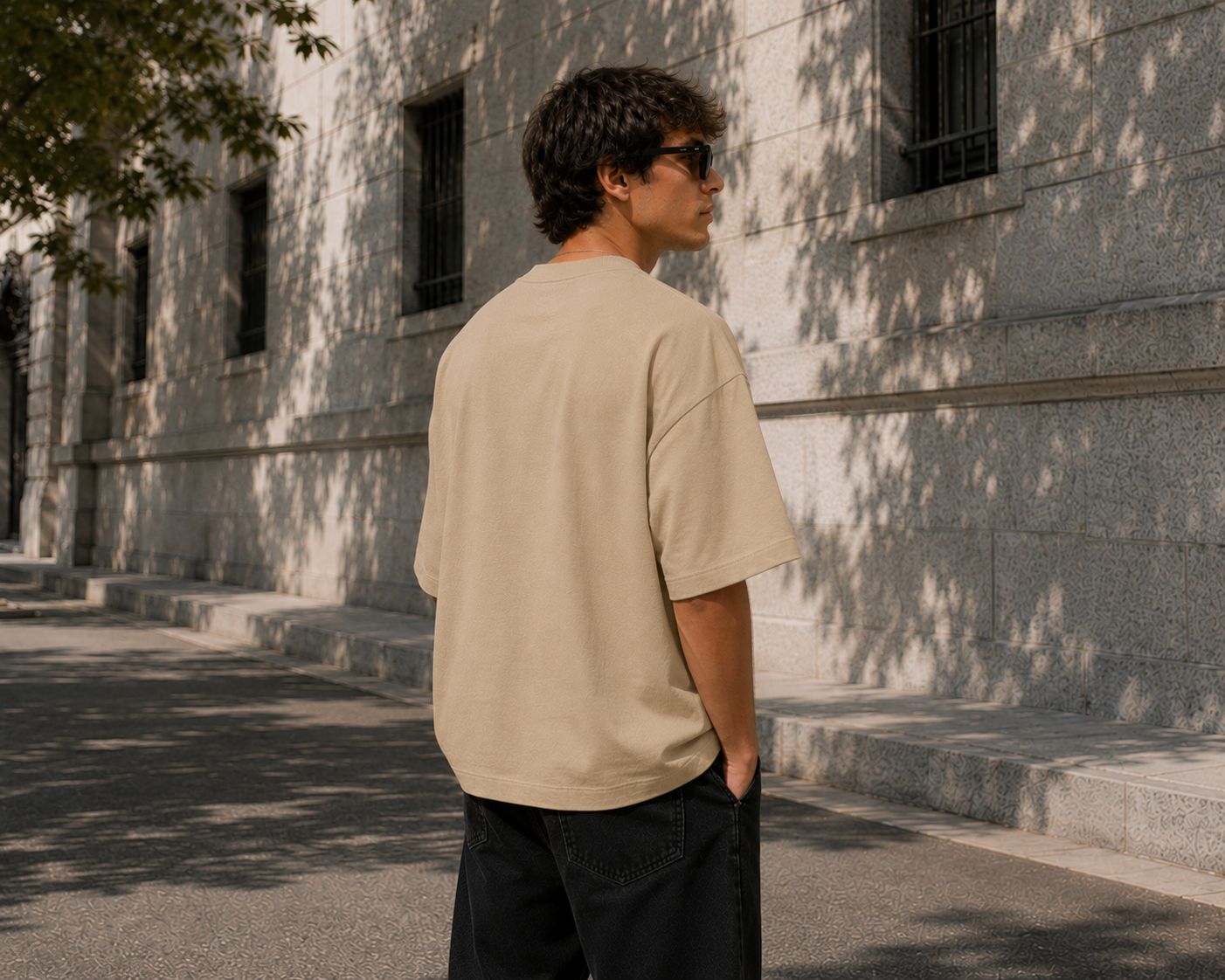 Men's Taupe Oversized Drop Shoulder T-Shirt