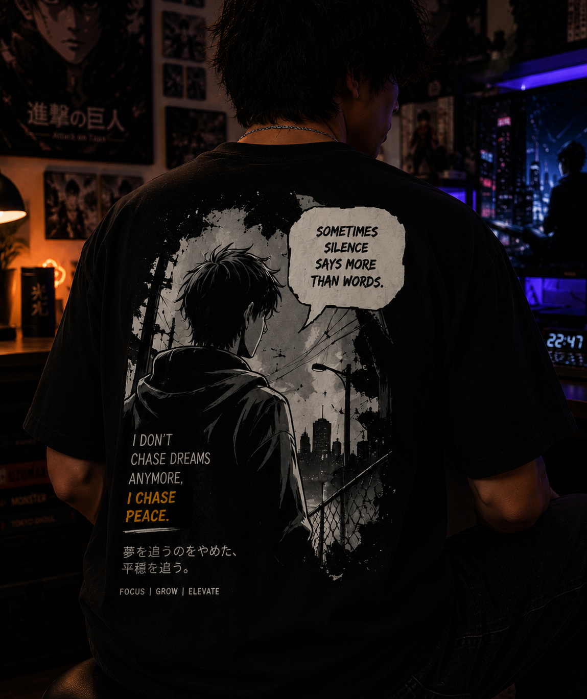 Chase Peace Oversized Graphic T-Shirt for Men