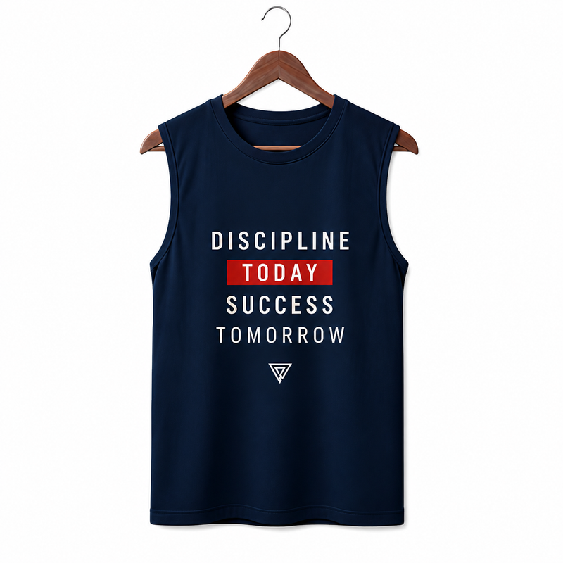 Discipline Navy Blue Men's Graphic Tank Top