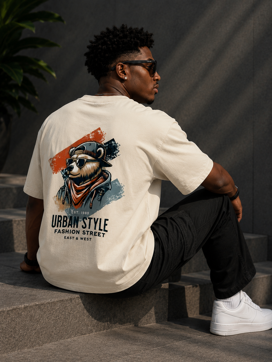Urban Bear Streetwear Oversized T-Shirt for Men