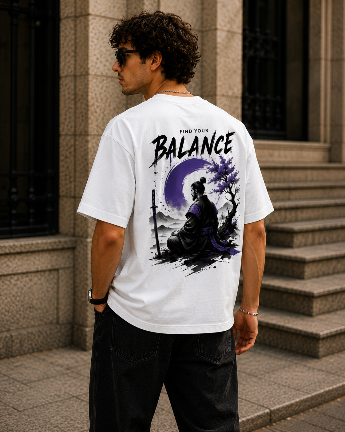 Find Your Balance Oversized Graphic T-Shirt for Men