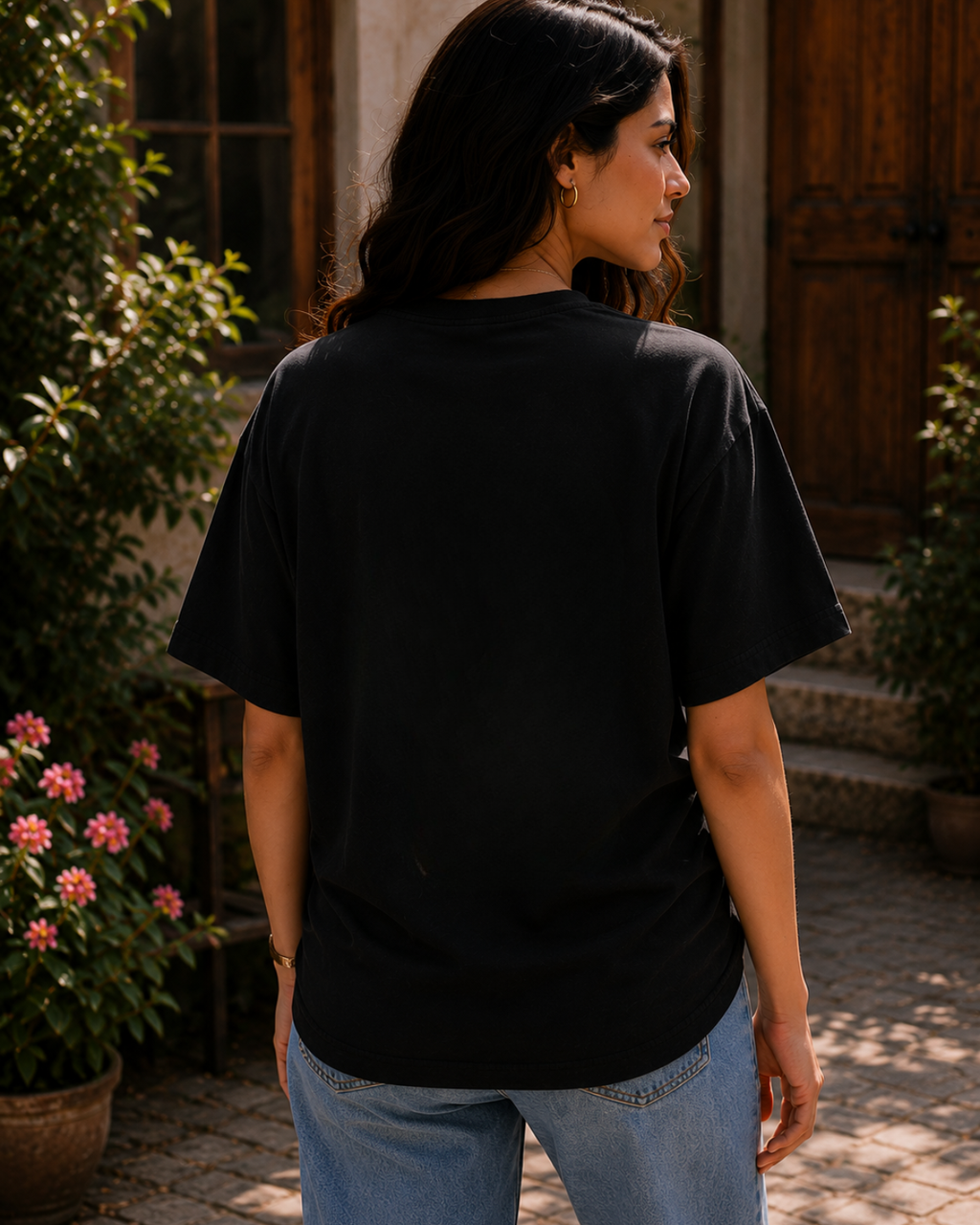 Women Shadow Smile Oversized T-Shirt