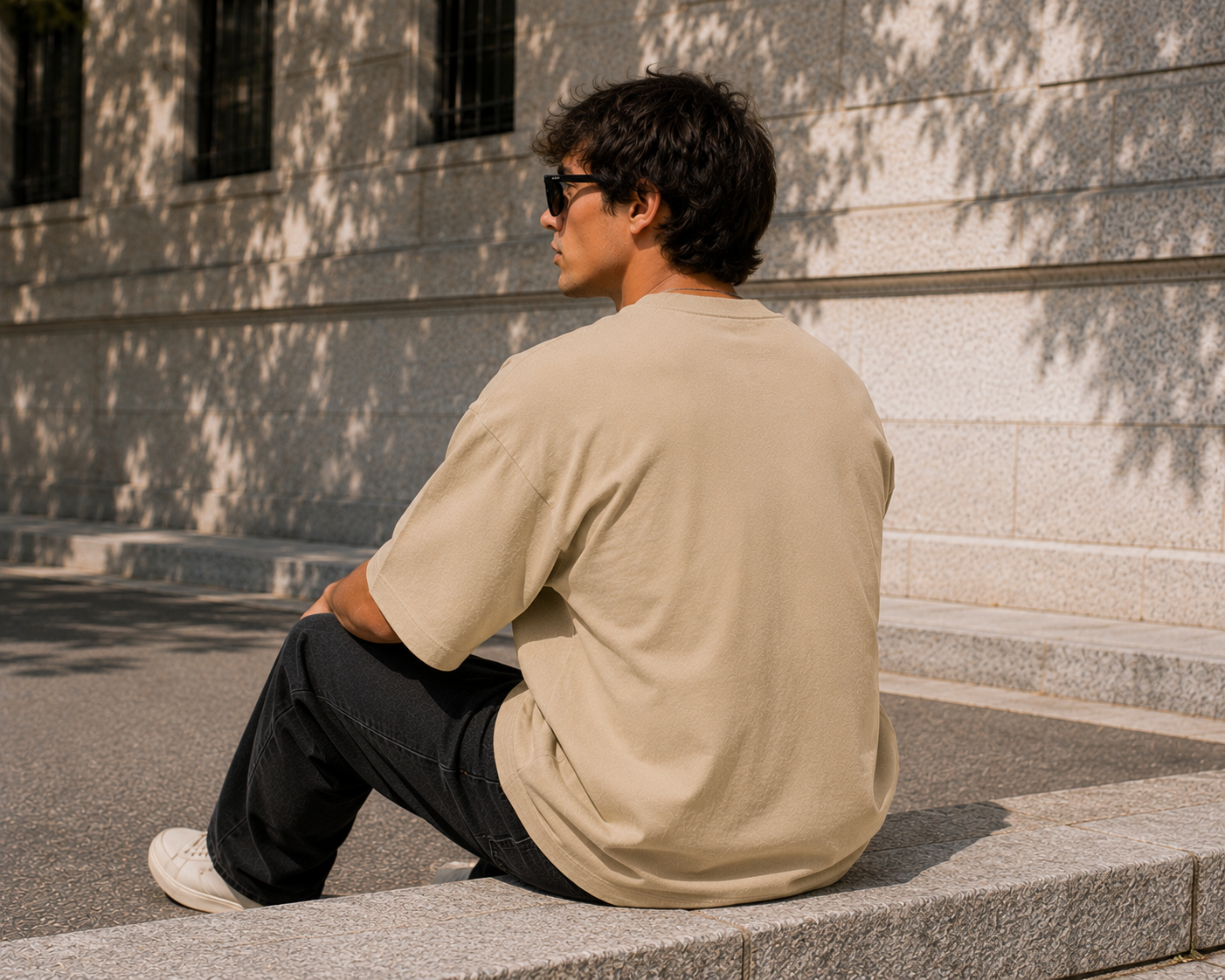 Men's Taupe Oversized Drop Shoulder T-Shirt