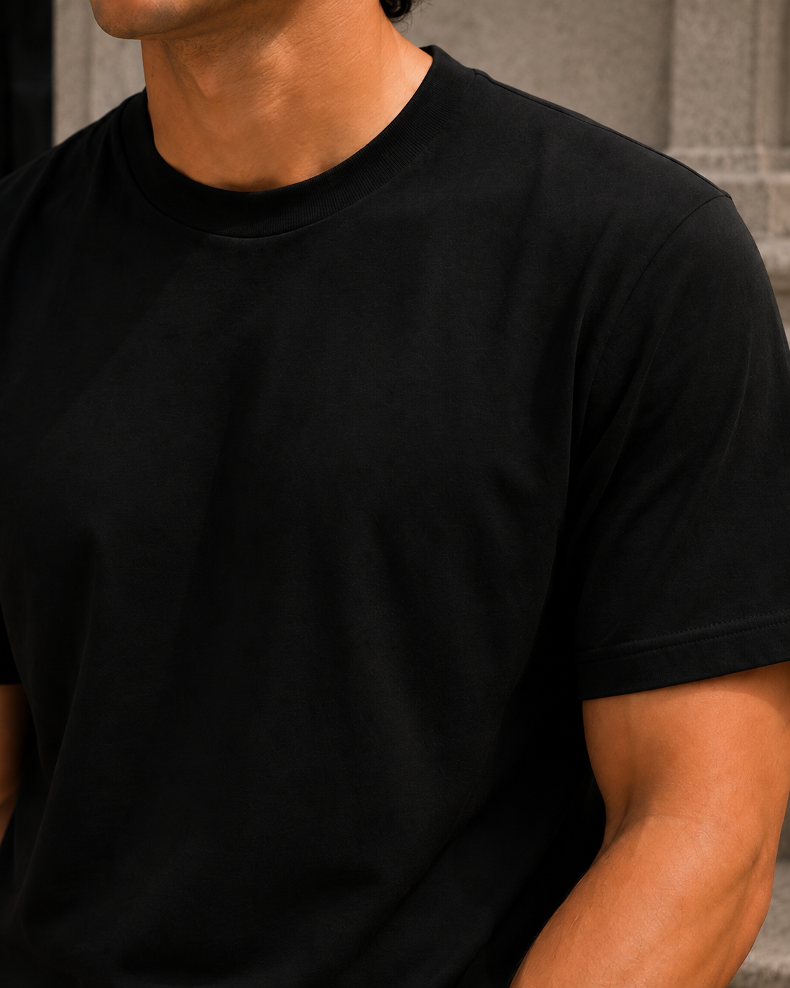 Men's Signature Classic Black Classic Fit Cotton Solid T-Shirt