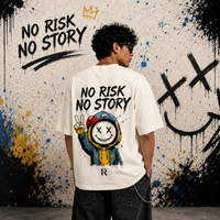No Risk No Story Oversized Graphic T-Shirt for Men