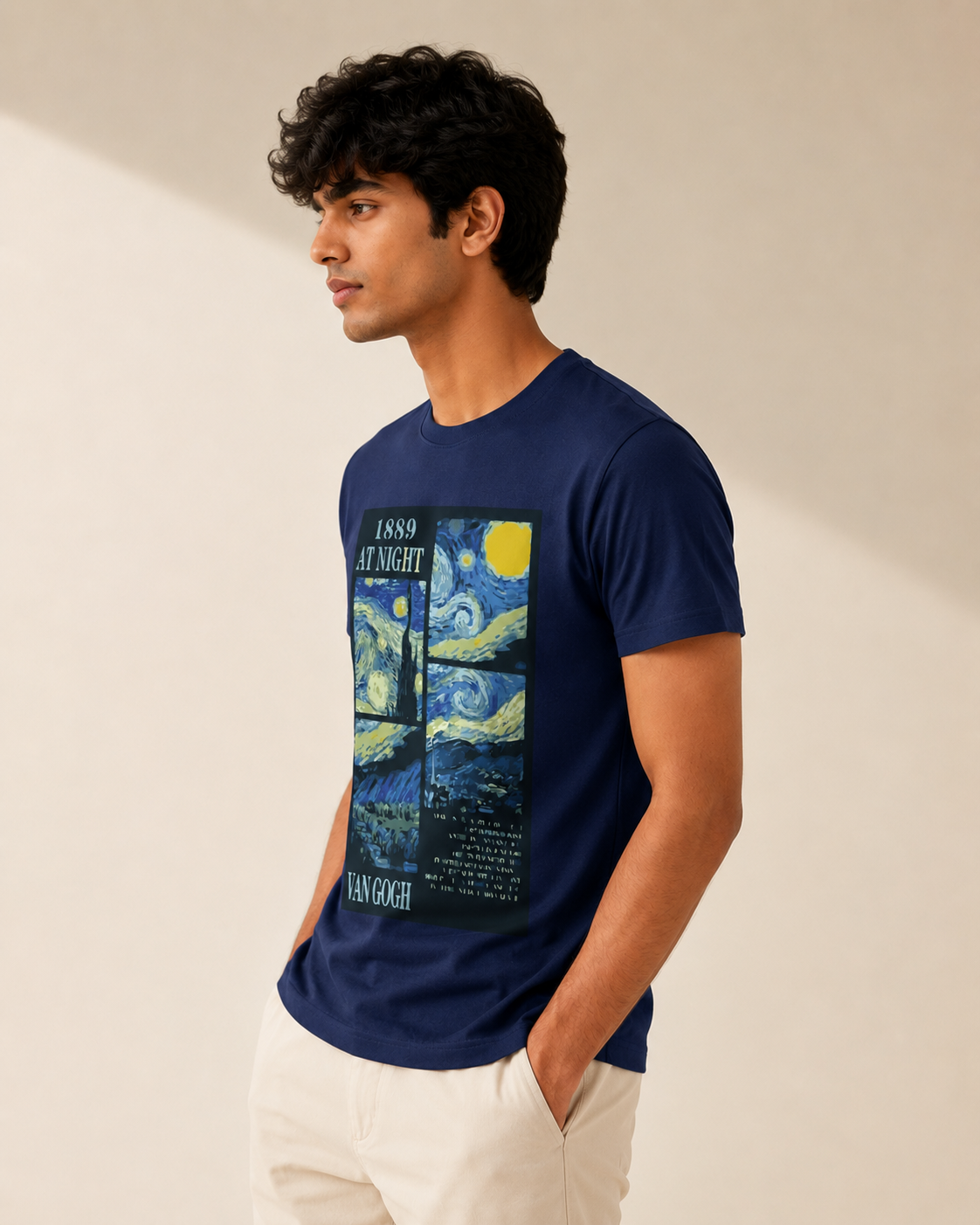 Van Gogh Starry Night Art Print Men Classic Fit T-Shirt