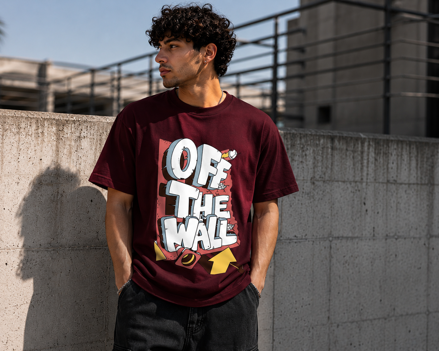 Off The Wall Men Classic Fit Streetwear Graphic T-Shirt