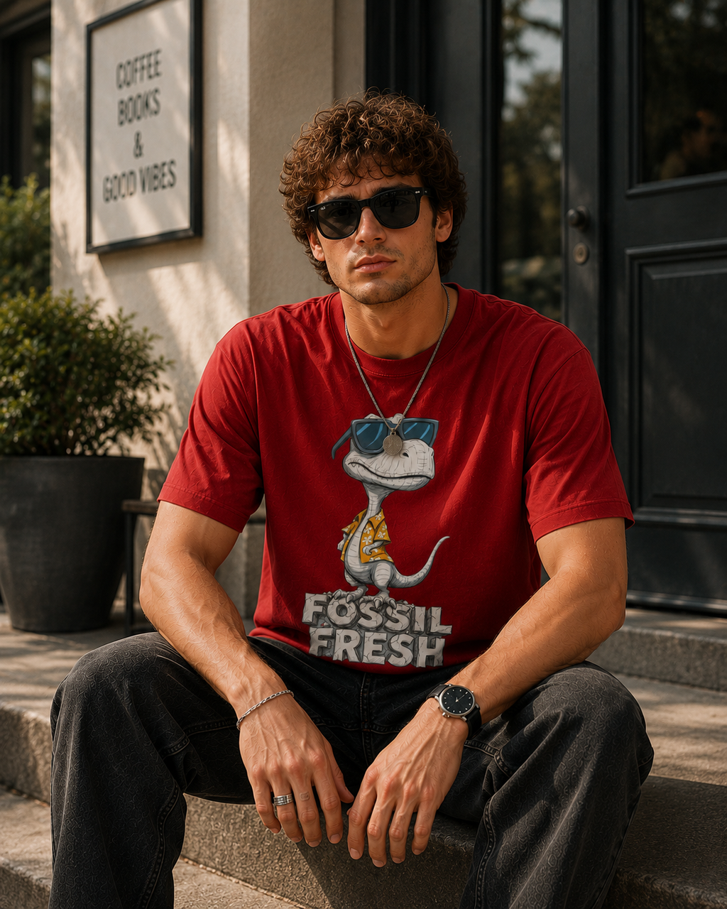 Fossil Fresh Dinosaur Graphic Men Classic Fit T-Shirt